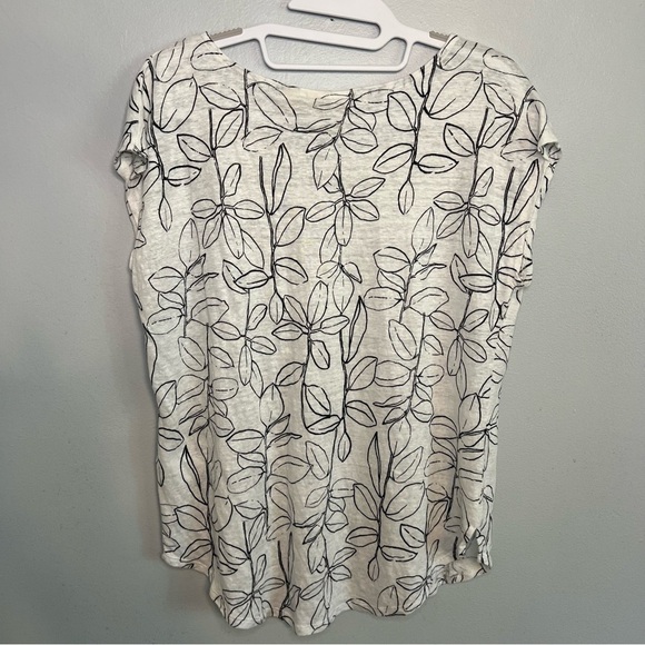 Cynthia Rowley Womens 100% Linen T Shirt Leaves White Sz L Basic Lightweight - Picture 9 of 9